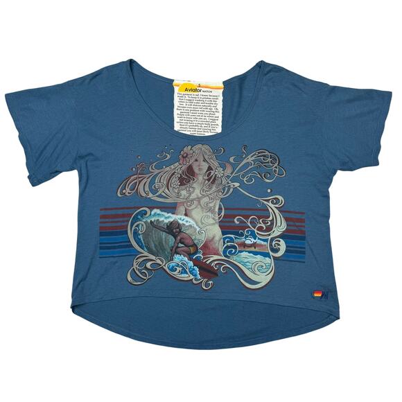 Aviator Nation Tops - Aviator Nation Paige Mycoskie Mermaid Tee Surf Stripe Small Very Rare Goddess